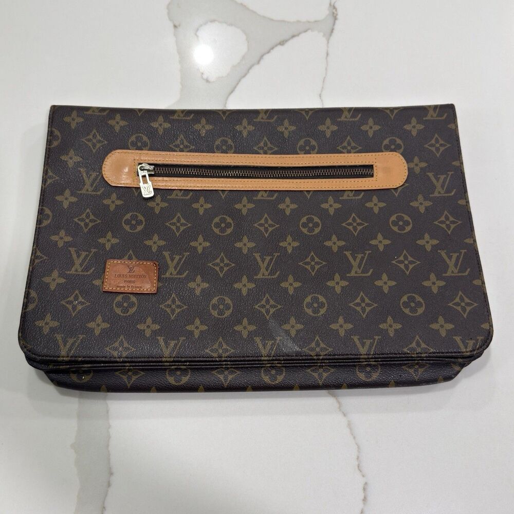 Vintage Louis Vuitton Monogram Document Portfolio Clutch Authentic